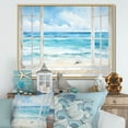 thumbnail image 2 of Designart "Tranquility by the Beach Window Views II" Extra Large Coastal Framed Wall Art - Coastal Blue Coastal Windows Entryway Framed Wall Art, 2 of 7