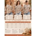 thumbnail image 3 of Cuteduck Women Plus Size Printed Tunic 3/4 Sleeve Fall Pleated Round-neck Casual Loose Ruffled Top 1X-5X, 3 of 8