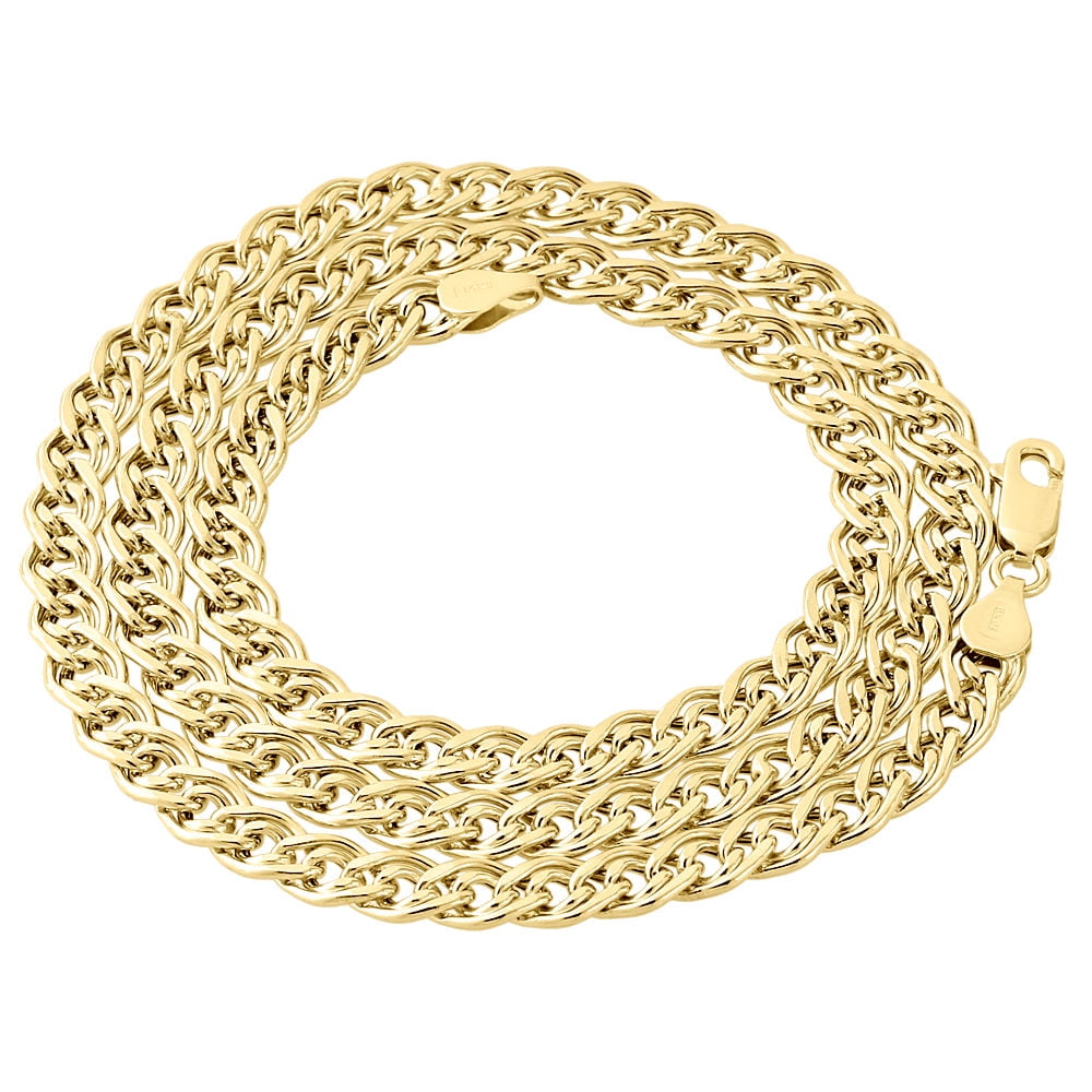 10K Yellow Gold 6MM Double Cuban Curb Italian Link Chain Necklace 30