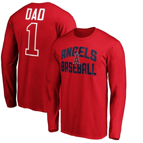 Men's Red Los Angeles Angels Father's Day #1 Dad Long Sleeve T-Shirt