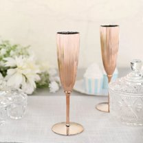 Balsa Circle 6 Metallic Blush 5 oz Plastic Champagne Flutes Tableware Disposable Wine Glassess Party Supplies