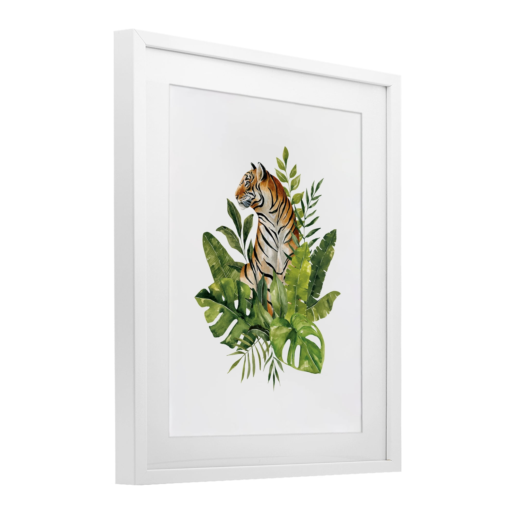 Stupell Industries Exotic Jungle Tiger White Framed Print Under Glass, design by Bethany Sandoval