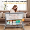 thumbnail image 3 of COFUNOK Baby Bassinet,Bedside Bassinet for Baby,Baby Bassinets Bedside Sleeper for Newborns,With 360° Swivel Wheels,7 Adjustable Height,Full-Mesh Sides,Large Storage Basket-Light gray, 3 of 11