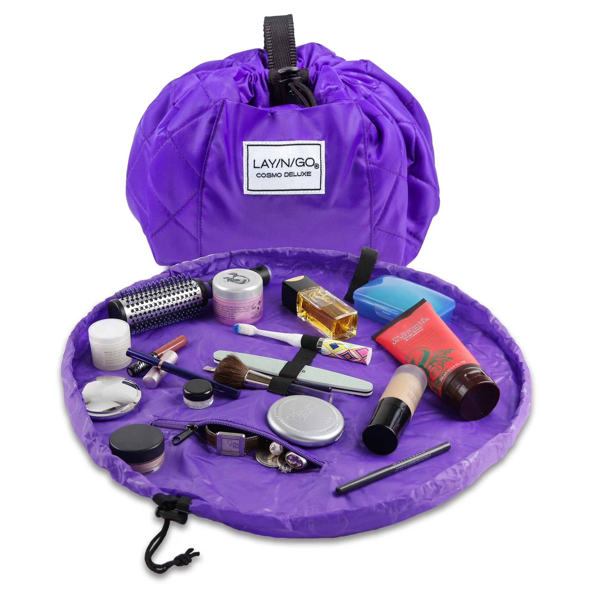 Lay-n-Go COSMO Deluxe (22) Purple Drawstring Cosmetic Makeup Bag, Toiletry  Organizer, Summer Travel, Back to School, Bridesmaid's Gift