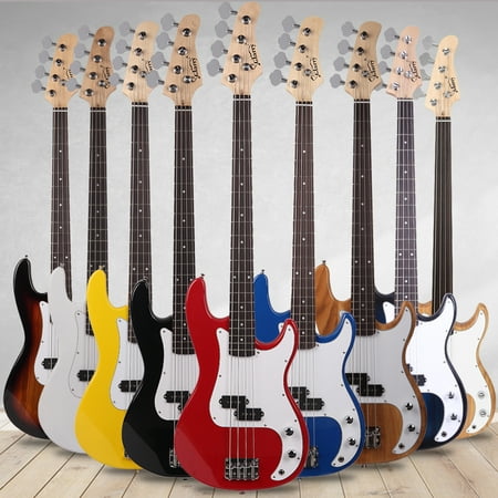 Veryke Fretless Electric Bass Guitar, Full Size, 4 String, Sunset Color, Lightweight, 9 Pounds