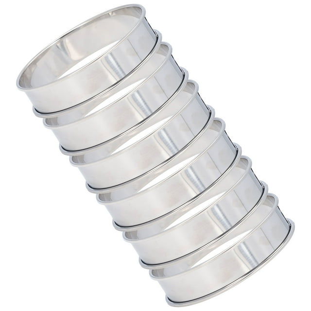 6 PCS Double Rolled Tart Rings, Crumpet Rings Double Volume Easy Demoulding DIY Stainless Steel English Muffin Rings For Pancake Egg Muffin Baking Kitchen