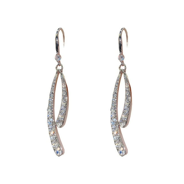 Boucles d'Oreilles Pendentif Géométrique en Strass Il de Chat Blanc Poudre Diamant, Oreilles Rouges