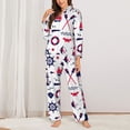 thumbnail image 2 of Fotbe Sailing Marine Travel Conjunto de Pijama de Manga Larga para Mujer con Estampado, Ropa de Dormir de 2 Piezas, Conjunto de Casa Suave y Cómodo con Bolsillos-Small, 2 of 7