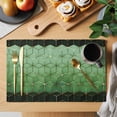 thumbnail image 2 of Placemats Set of 4, Green Geometric Woven Placemat, Linen Place Mats for Kitchen/Dining Tables, Ombre Modern Abstract Art Washable Table Mats for Party, 2 of 8