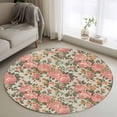 thumbnail image 2 of Round Area Rug-3ft Vintage Blossom Floral Leaf Non Slip Washable Circle Carpet Soft Large Floor Rugs for Living Room Bedroom Nursery Office, 2 of 9
