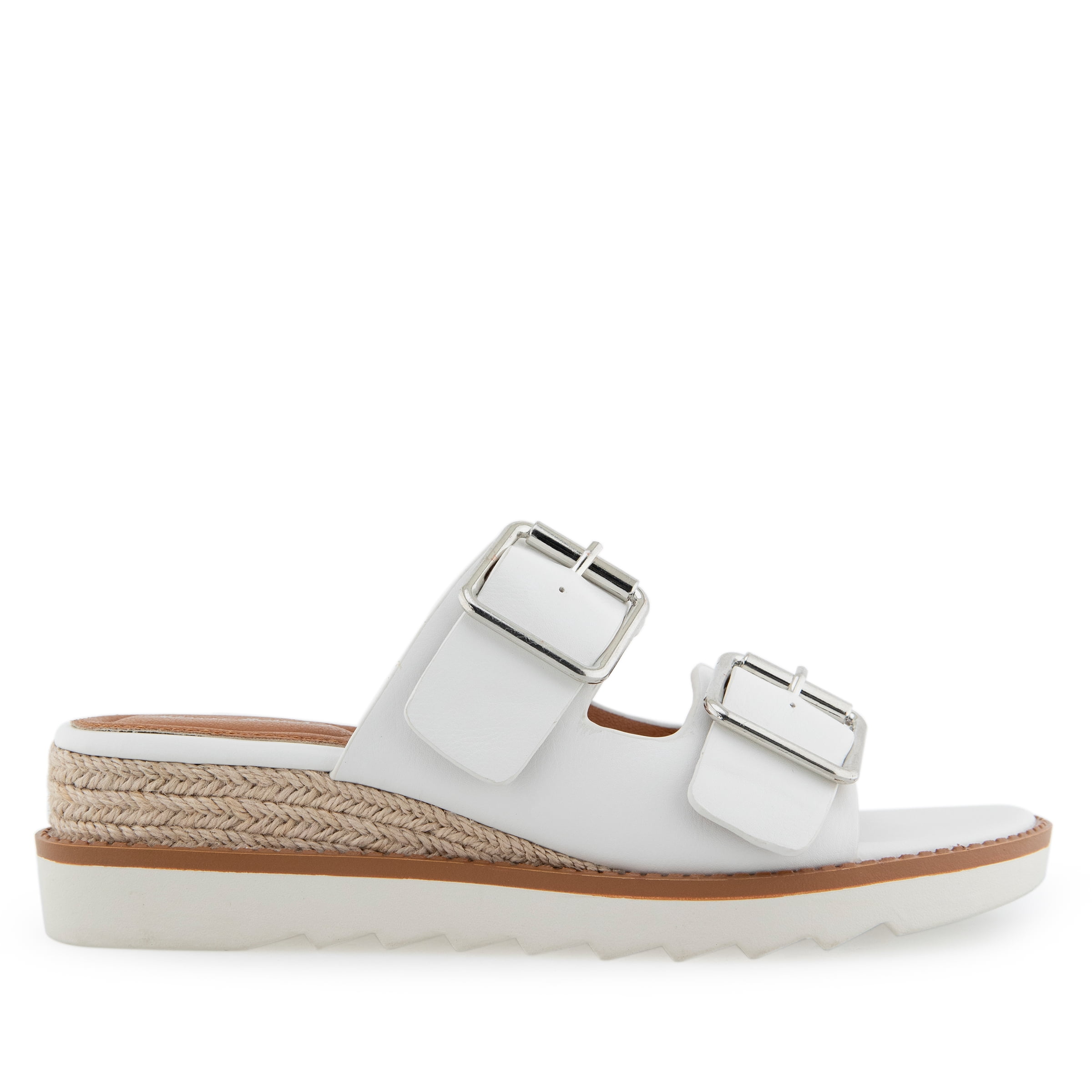 Alexis Bendel Ladies White Vachetta Leather Wedge Sandals Size 8.5