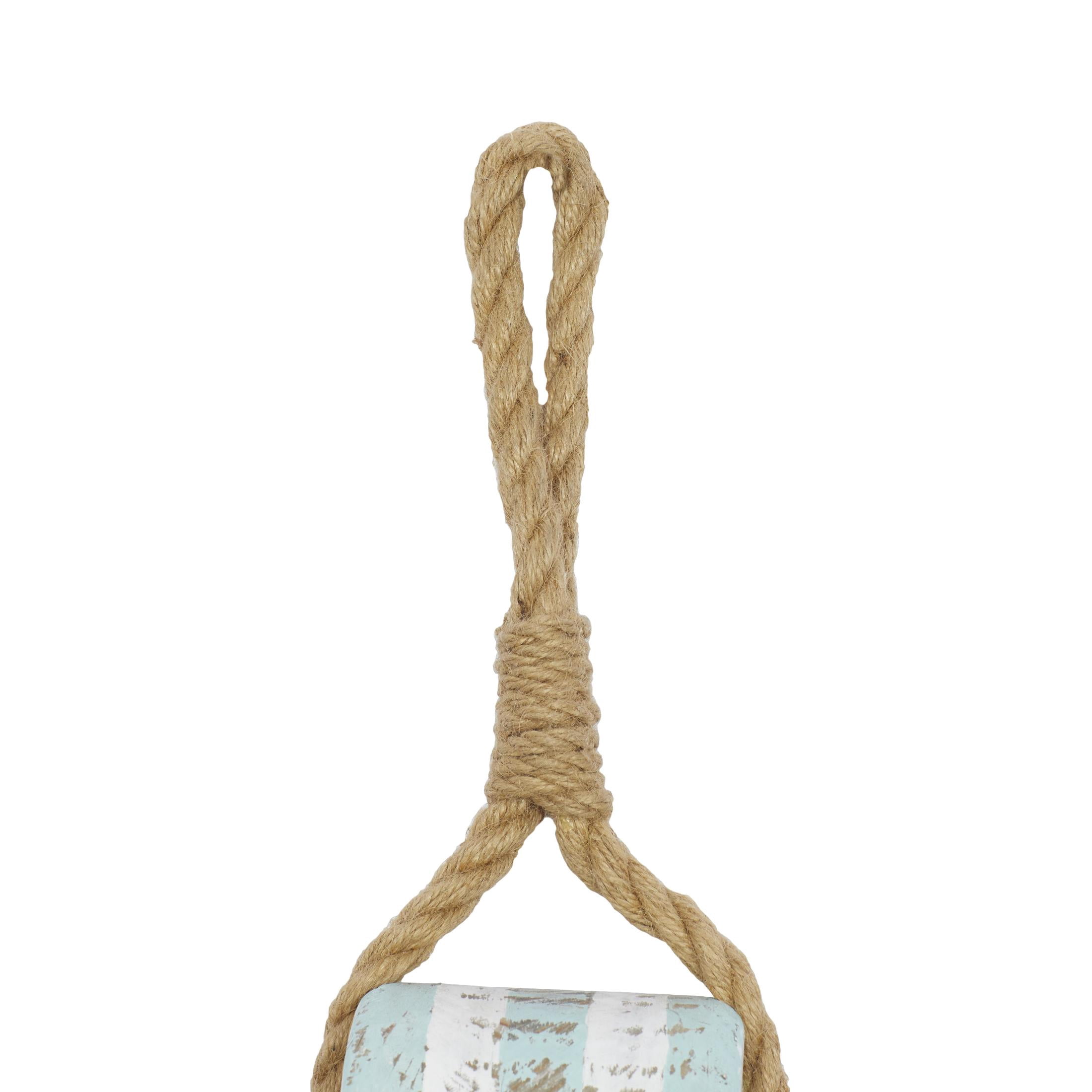 DecMode Blue Wood Pulley Sail Boat Wall Decor