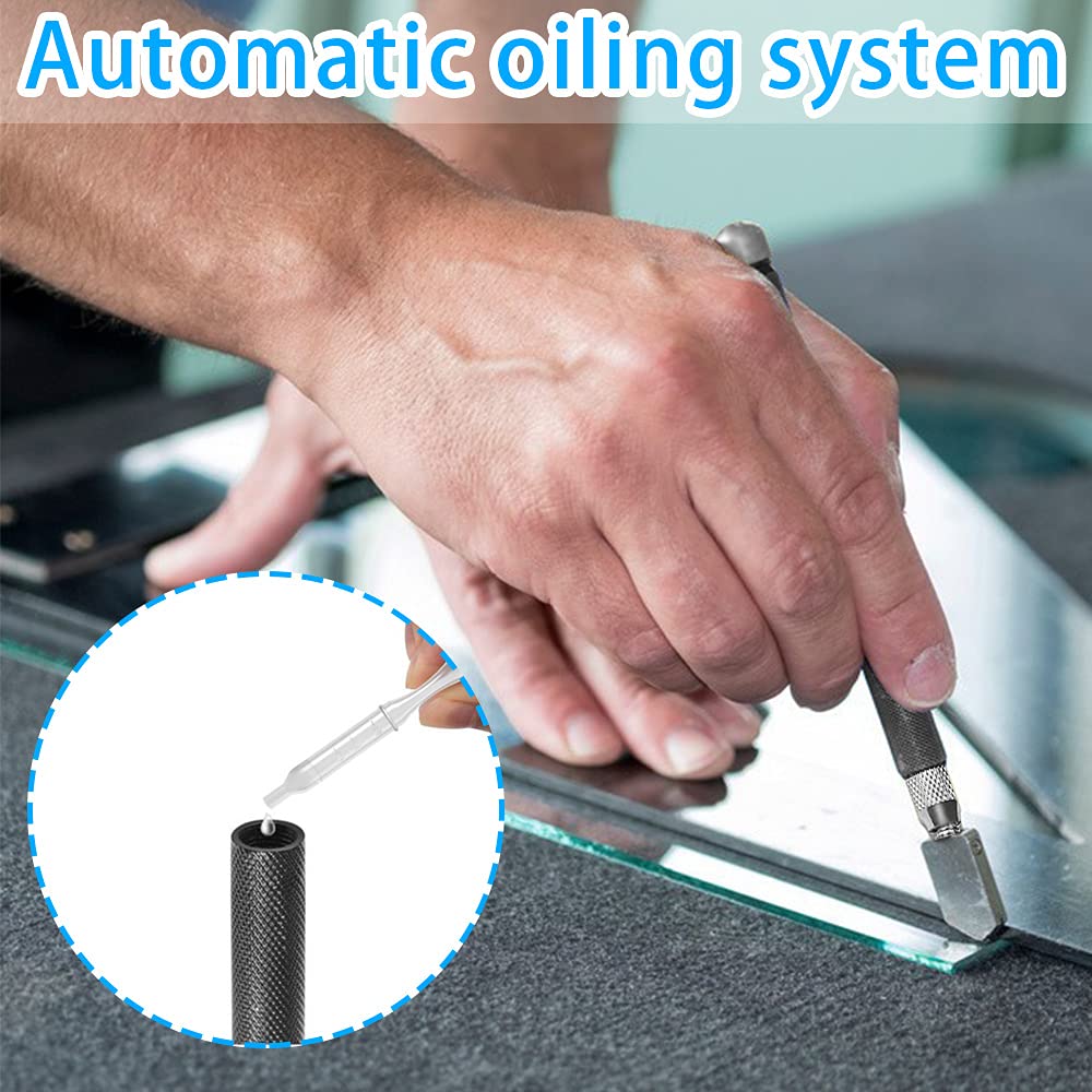 Glass Cutter Professional- Glass Cutters Tool for Thick Glass Tile Mirror Mosaic Cutting in The Range 2-22mm, Tile Cutter Glass Cutter with Replaceable 3 Carbide Cutting Heads