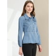 thumbnail image 3 of INSPIRE CHIC Women's Jeans Jackets Button Down Long Sleeves Washed Denim Jacket, 3 of 5
