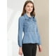 thumbnail image 3 of Chaqueta De Mezclilla Lavada De Manga Larga Con Botones Vintage Para Mujer Azul claro L, 3 of 5