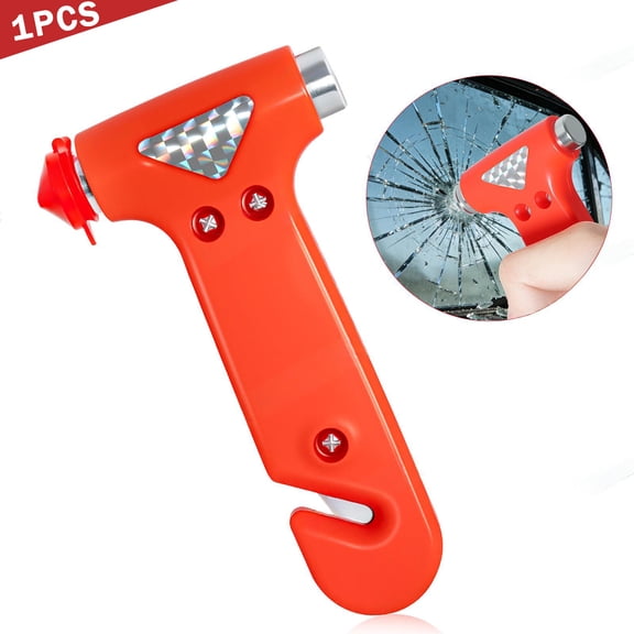 Car Safety Hammer 1-Pack, Auto Emergency Escape Hammer with Window Breaker and Seat Belt Cutter, Striking Red Emergency Escape Tool for Car Accidents