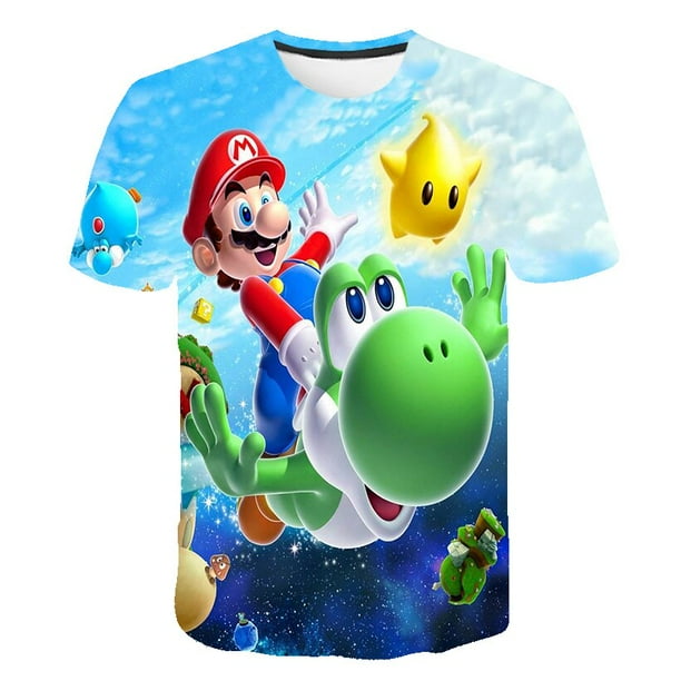 Camiseta con estampado de Super Mario Bros para niños y niñas, ropa de juego clásico, divertida, de manga corta qym unisex