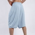 thumbnail image 3 of zfhfof Men's Long Cotton Linen Shorts Below Knee Pocketed 3/4 Summer Drawstring Capri Pants with Pockets Lounge Baggy Shorts, 3 of 7
