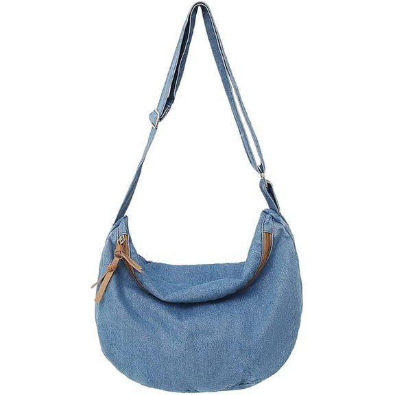 Denim Purse for Women Cross Body Bag Blue Jean Purses Canvas Tote Crescent Shoulder Bag Crossbody Hobo Handbags