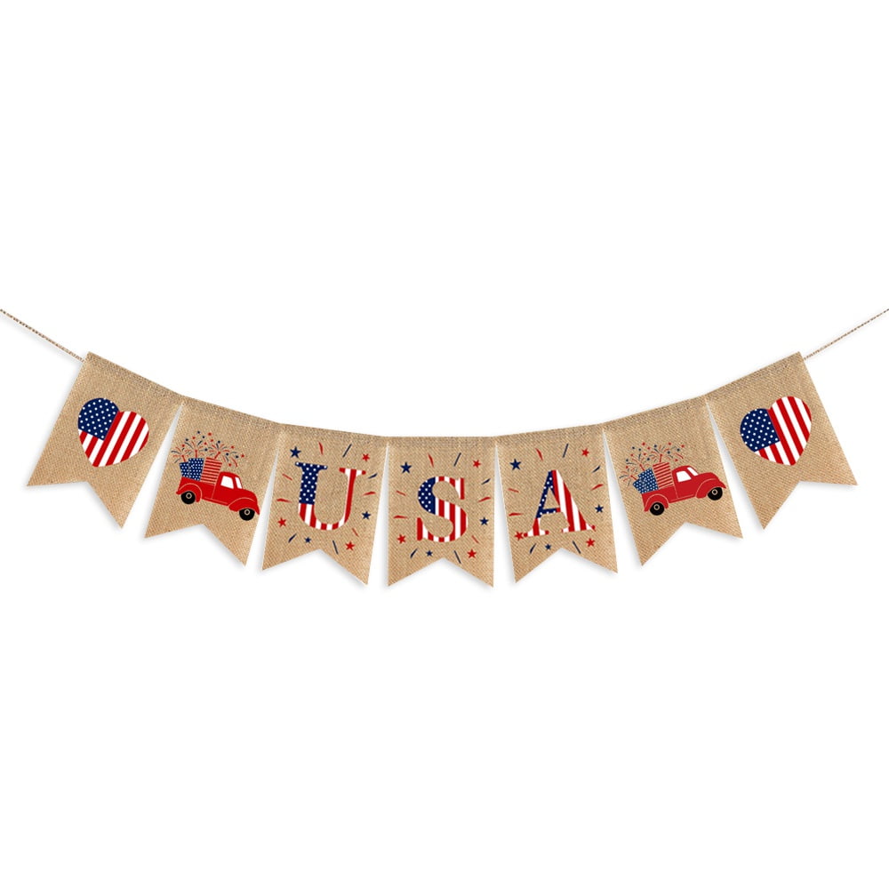 4th of July Banner USA Letter Banner Bunting America Independence Day Garland Bunting Banner Memorial Day Veterans Day Photo Prop Sign 