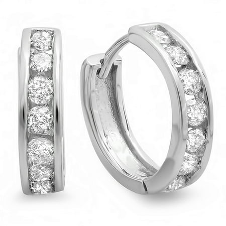 Tacori 18k Earrings - 0.50 Carat (ctw) 18K Gold Round Cut Diamond Ladies Mens Unisex Huggie Hoop Earrings 1/2 CT