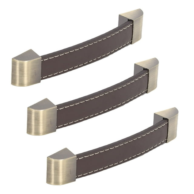 3 Pcs Poignée de Tiroir Antique Alliage de Zinc Poignée de Porte de Garde-Robe Poignée en Cuir pour Boîte à Vin