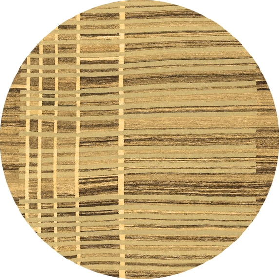 Ahgly Company Indoor Round Abstract Brown Modern Area Rugs, 7' Round