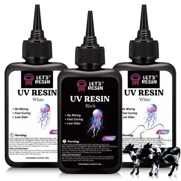 Resina UV LET'S RESIN blanca y negra, 300 g, para manualidades y joyas