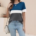 thumbnail image 7 of Rezuofi 1 Pcs Women’s T Shirts Short Sleeve Color Block Tops Casual Summer Fashion Tees, 7 of 7