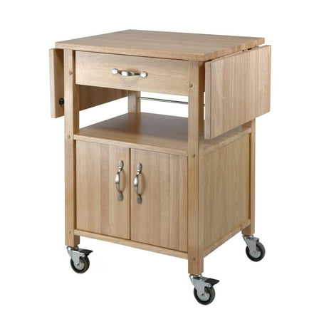 FurniFact Beech Kitchen Island on Wheels – Rolling Kitchen Island Cart for Small Kitchens