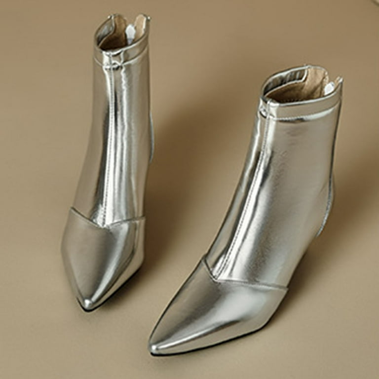 Leozcaa Ankle Boots for Women Kitten Low Heel Pointed Toe Booties