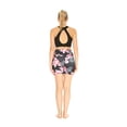 thumbnail image 5 of Women's Athletic Sportswear Solid Bra Top and Patterned Bike Shorts Set in Lotus and Orchid Black Medium, 5 of 5