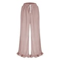 thumbnail image 4 of FRSASU Womens Corduroy Pants Wide Leg Cropped Barrel Baggy Flowy Ruffle Elastic Waist Trousers with Pockets Pink, 4 of 8
