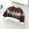 thumbnail image 2 of VNKIDY Boys Sweaters Toddler Kids Plush Interior Vintage Style Knitted Sweater Long Sleeve Crewneck Warm Jumper With Cartoon Pattern For Baby Casual Daily Winter Wear Cozy Knitwear, 2 of 3