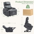 thumbnail image 2 of Electric Power Lift Recliner Chair for Elderly with Heat & Massage & USB Charge Port, 160° Adjustable PU Leather Recliner, Stand Assist, Remote Control, Cup Holders for Living Room Bedroom (Gray), 2 of 9