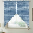 thumbnail image 5 of Light Blue Swag Valances for Windows 2 Pack Modern Abstract Gradient Blue Lines Texture Swag Kitchen Curtains 45 Inches Long Rod Pocket Short Window Treatment for Kitchen Bathroom 36"x45", 5 of 9