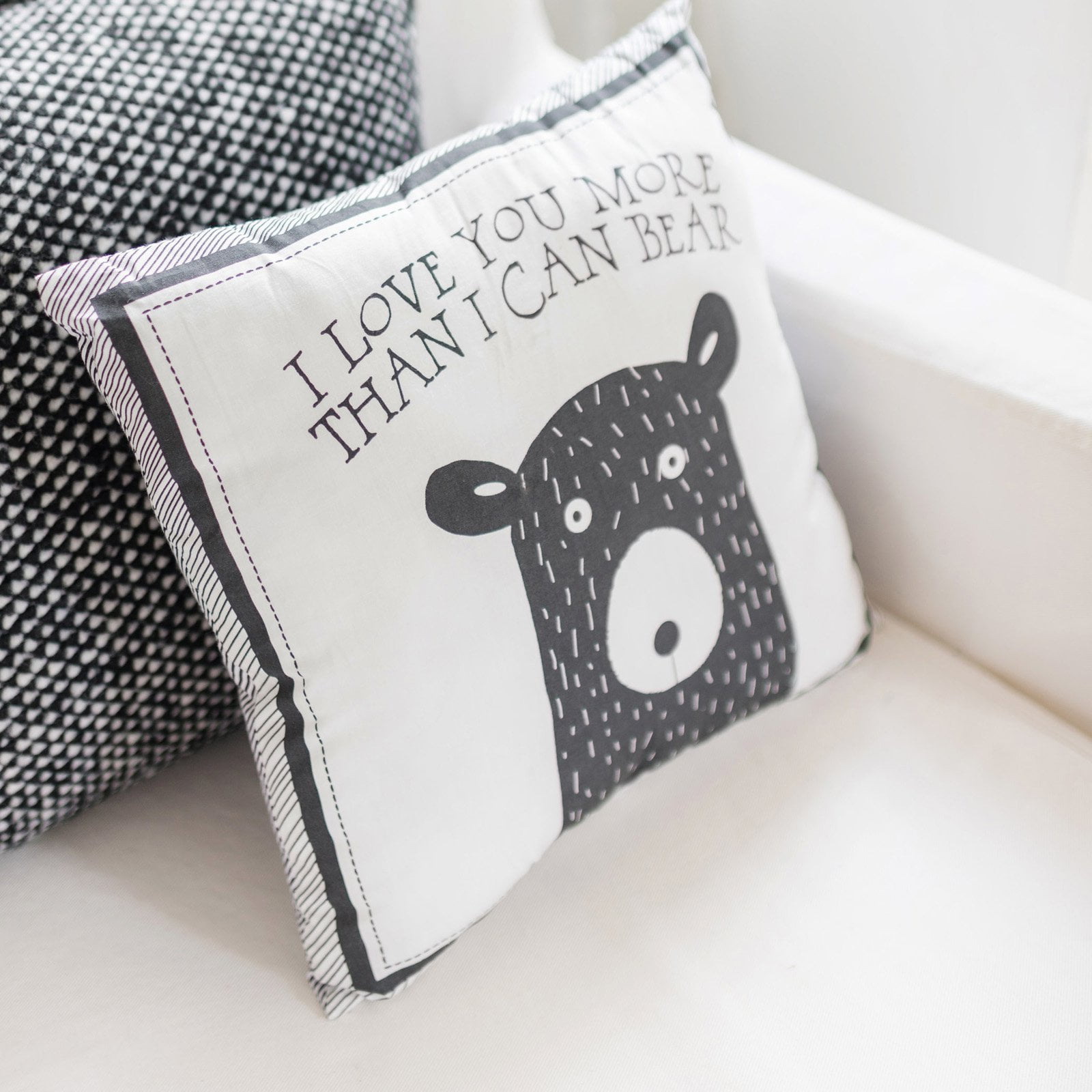 Little Black Bear Throw Pillow by My Baby Sam