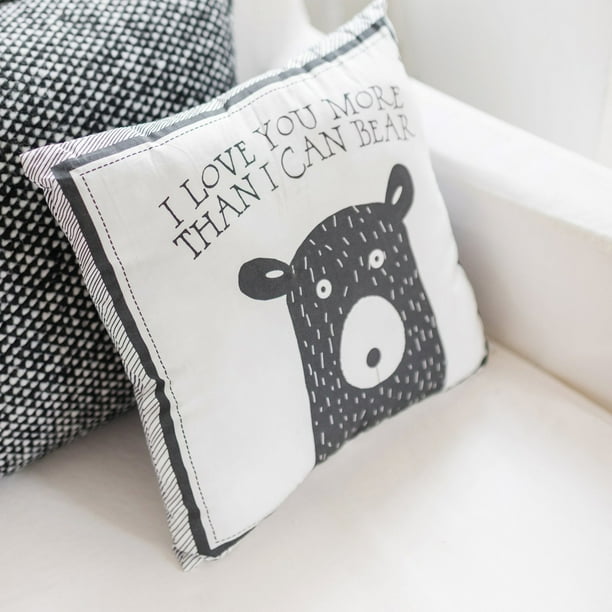 Little Black Bear Throw Pillow by My Baby Sam