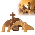 thumbnail image 4 of Empty Tomb Easter Scene and Cross Decoration, 7pcs Wooden Easter Resurrection Scene Cross Jesus Tomb Tray Set, Tabletop Christian Gifts Jesus Nativity Scene Decor for Religious Home Office, 4 of 9