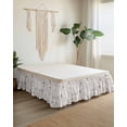 thumbnail image 2 of Spring Floral Wrap Around Bed Skirts for Queen Bed 16" Drop,Bed Skirt with Adjustable Elastic Belt Dust Ruffle Bed Valance for Bedroom Hotel Vintage Botanical Watercolor Elegant Bed Frame Cover, 2 of 7