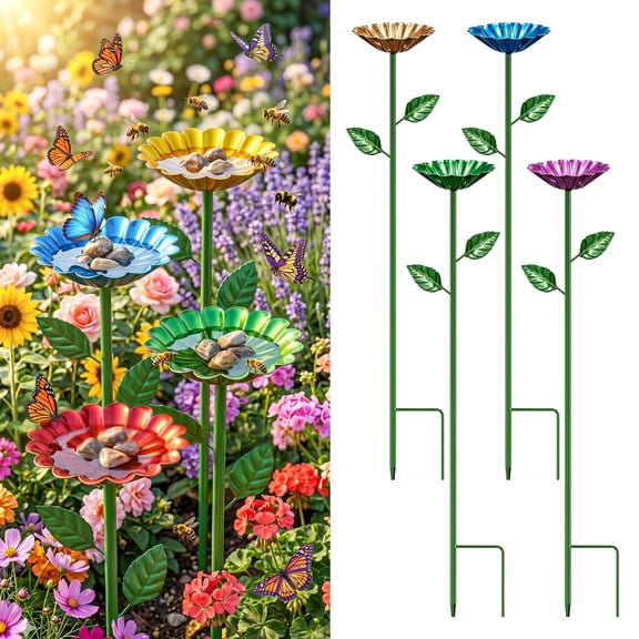 Yinghao 4 pack Bee Watering Station for Butterflies Pollinator Insect Outdoors Drinking Water, Metal Feeder Cup for Garden Backyard Balcony Planters