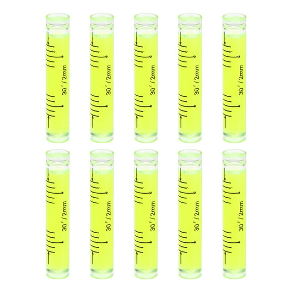 Uxcell 10pcs Small Cylindrical Bubble Level Vials 9x50mm PMMA Mini Horizontal Bubble Spirit Level Measuring Tools