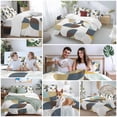 thumbnail image 5 of 3 Piece Brown Teal Beige Geometric Duvet Cover Set Full Size,Microfiber Comforter/Quilt Cover with Corner Ties and 2 Pillowcases,Middle Century Modern Abstract Art Soft Bedding with Zipper Closure, 5 of 8