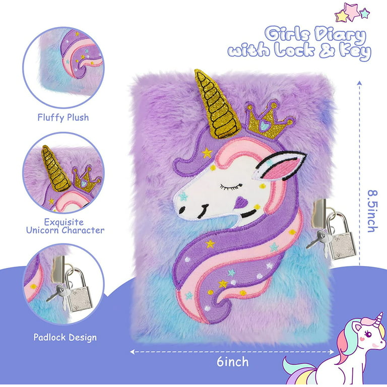 2pcs Girls Diary With Unicorn Pen Design Including 6 Color, Kids