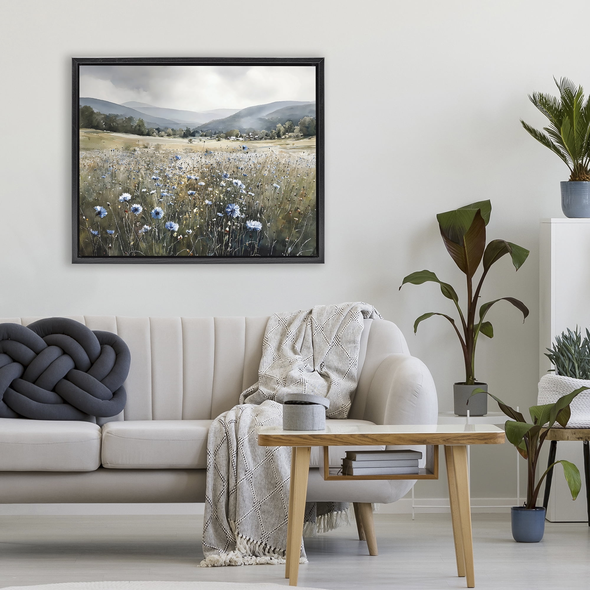 Stupell Industries Sapphire Speckled Fields Black Framed Floater Canvas Wall Art, design by Franklyn Gregory