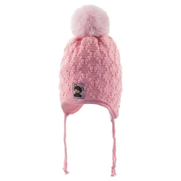 Infant & Toddler Knitted Winter Beanie with Lined Earflaps For Girls