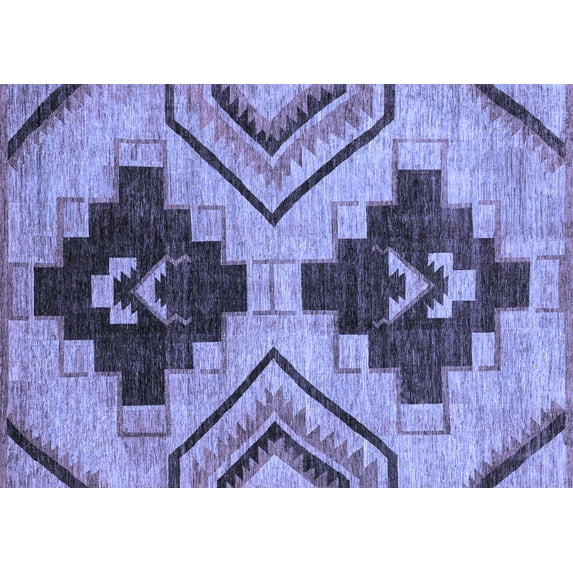 Ahgly Company Machine Washable Indoor Rectangle Oriental Blue Modern Area Rugs, 2' x 3'