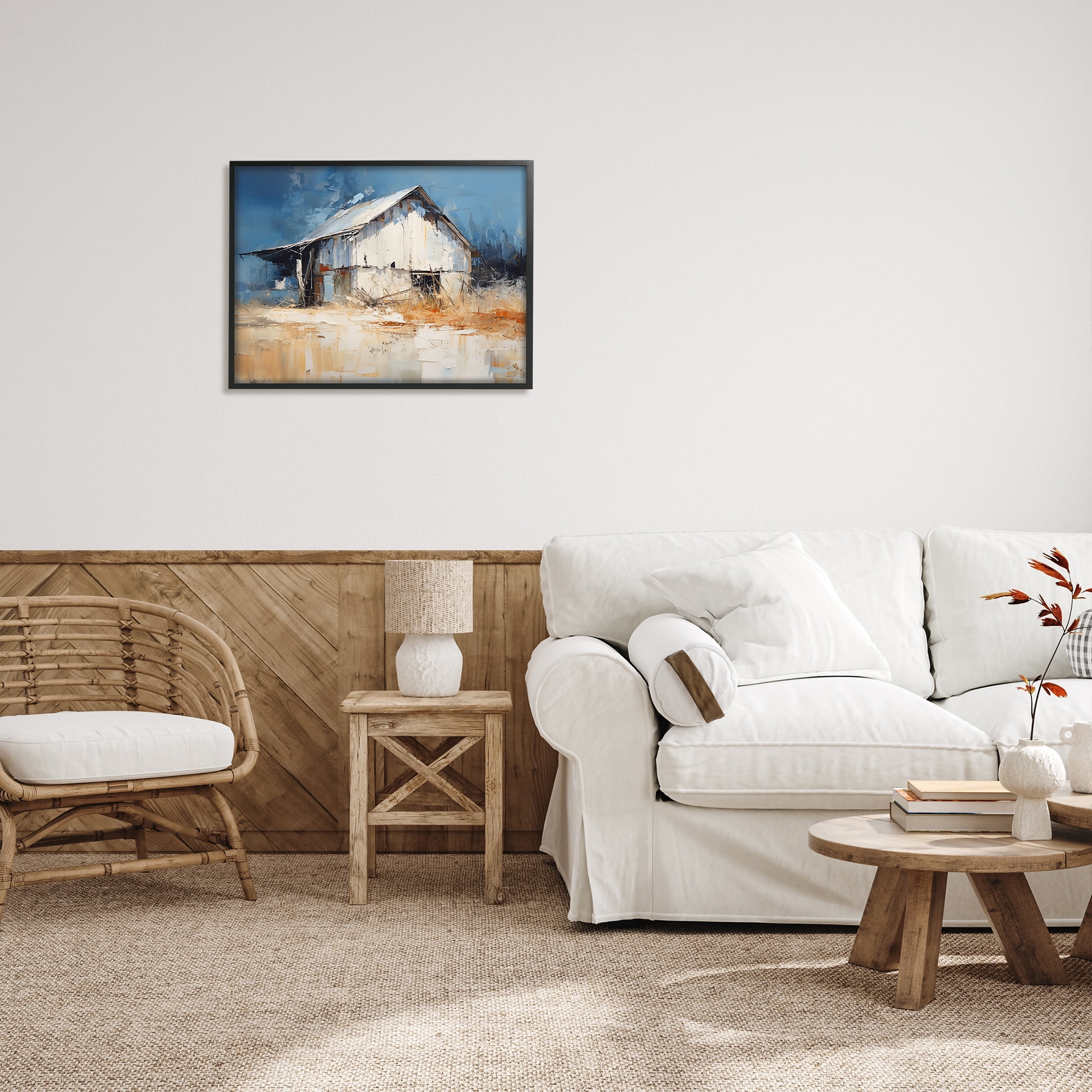 Stupell Industries Abstract Weathered Barn Abstract Painting Black Framed Art Print Wall Art, 30 x 24