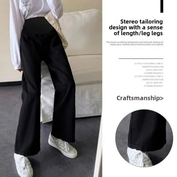 Pantalones vaqueros de maternidad sueltos de pierna recta primavera otoño prendas de vestir exteriores pantalones largos de pierna ancha ropa de maternidad elástica cómoda de primavera