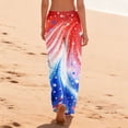 thumbnail image 5 of America 250 Pants for Women Patriotic American Flag Print Wide Leg Lounge Pants Elastic High Waist Classic Fit Soft Comfy Pajama Bottoms, #01 Blue, XXL, 5 of 5